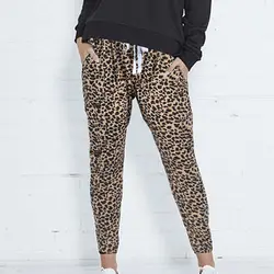 Лето леопардовым принтом шаровары брюки свободные повседневные штаны Slim Fit Одежда для отдыха для Для женщин Дамы Pantalon Femme