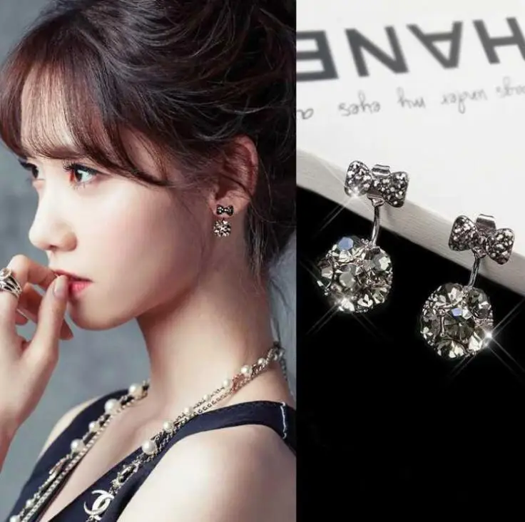 

Korean Earrings Silver Color Mickey Stud Earrings Sparkling Minnie Brand Earrings for Women Gift Fashion Jewelry