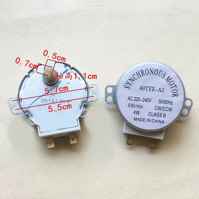 Микроволновая печь синхронный двигатель 49TYZ-A2 AC 220-240 В CW/CCW 4 Вт 4 об/мин металлический синхронный двигатель для микроволновой печи
