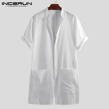 INCERUN, широкие брюки, комбинезон для мужчин, хлопок, сплошной цвет, пуговицы, карманы, свободные, повседневные штаны, для мужчин, комбинезон, уличная одежда