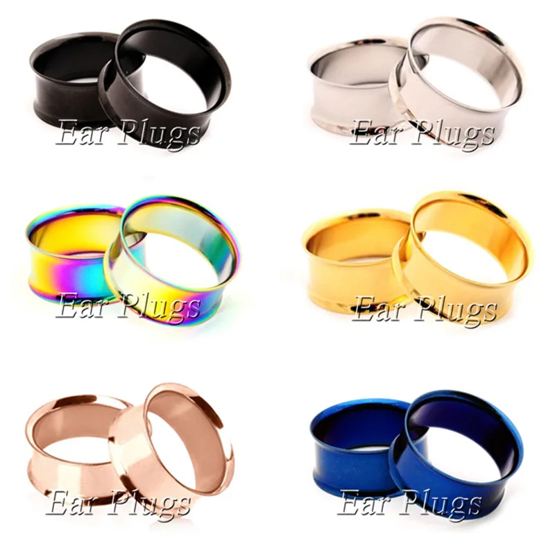 Wholesale 6 colors 100pcs/lot stainless steel anodized double flare ear