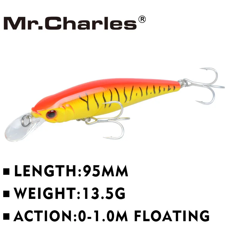 

Mr.Charles 2015 new fishing lures 5pcs/lot ,95mm/13.5g 0-1.0m floating super sinking minnow free shipping