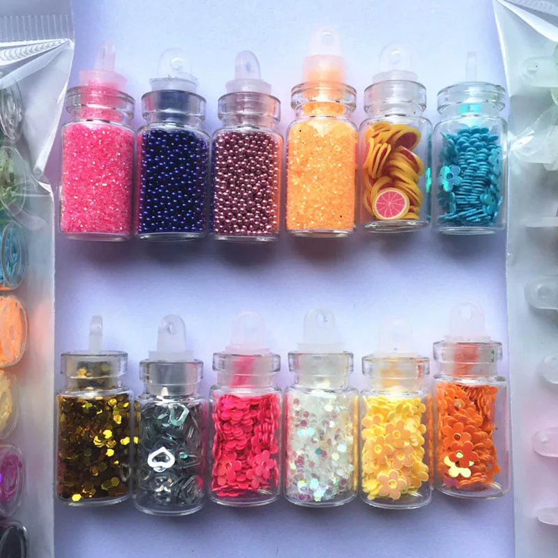 12 Glass Bottles/Box Sequins/Glitter Filler Fluffy Slime Box Toys For Children Lizun Slime DIY Kit Accessories Kit Supplies Gift
