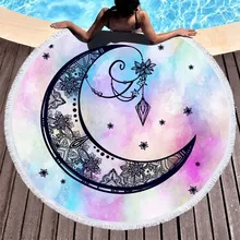 Round Beach Towel Tarot Mandala Microfiber Beach Towel Roundie Tassel Sport Towel Bath Summer Yoga Mat Blanket Beach Cover Up skull flower tassel round beach towel