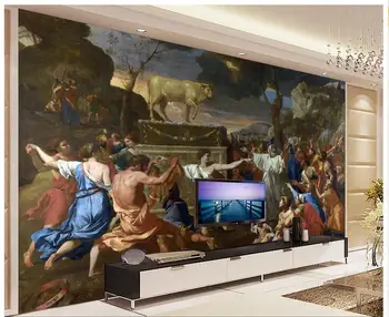 

3d room wallpaper custom photo non-woven mural wall sticker 3 d Worship of the golden calf painting 3d wall murals wallpaper
