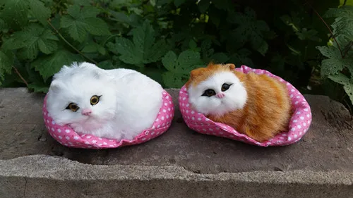 20 pieces a lot cute simulation cat models polyethylene furs mini cats on a mat gift about 11x8cm 0685