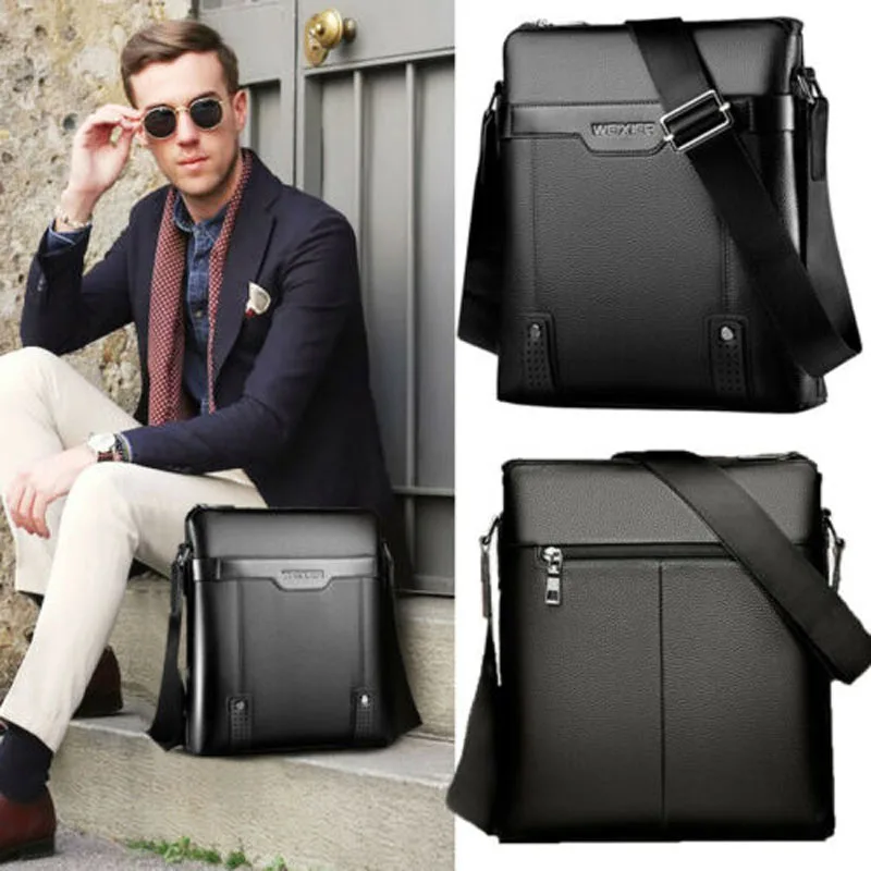 Новинка, брендовая модная мужская сумка через плечо, кожаная, искусственная кожа, винтажная сумка-мессенджер, сумка-портфель, сумка