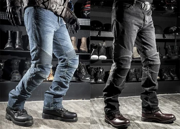 

With protections! New R2 Locomotive jeans With knee protector Rider pants CE Gear Motorcycle Shorts Leisure Cultivate Jeans