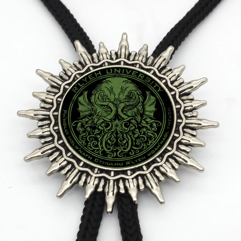 BOLO-0014 Новое поступление Cthulhu R'lyeh Sigil Bolo Tie стимпанк Вдохновленный H.P. Loveccraft ожерелье стеклянный купол шеи галстук ювелирные изделия