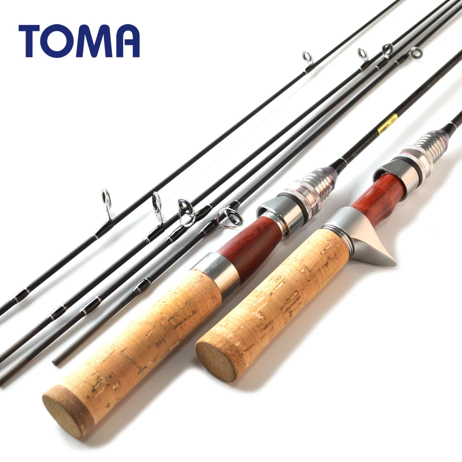 

TOMA Fishing Rod Carbon Spinning Rod Casting Red wood Design 1.8m Power UL L 2 Sections Ultralight Lure Fishing Rod Tackle