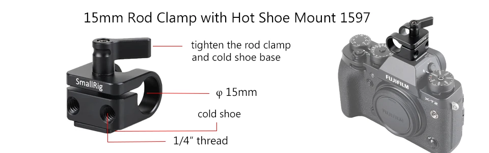 SmallRig Стандартный 15 мм стержень зажим с Горячий башмак крепление используется для любой обуви крепление стиль аксессуары-1597