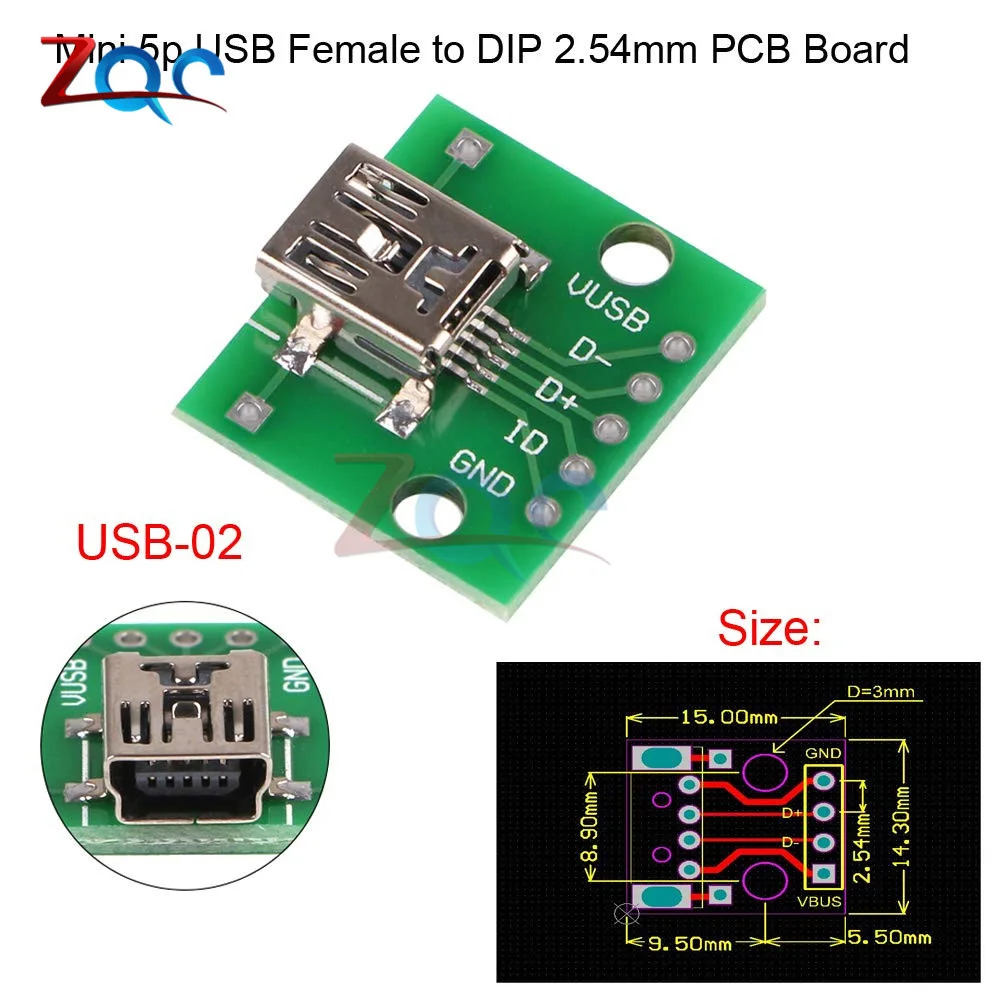 Micro Mini USB A Male USB 2,0 3,0 A Female USB B разъем интерфейс для 2,54 мм DIP PCB конвертер адаптер коммутационная плата - Цвет: Mini USB