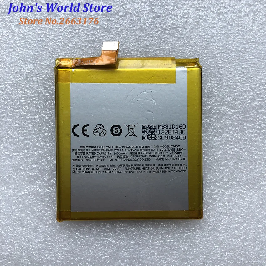 

Meizu M2 mini Battery New High Quality BT43C 2450mAh Battery Parts Replacement for Meizu M2 mini Smart Phone