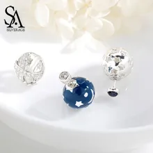 SA SILVERAGE 925 пробы серебро дочь и мама серьги гвоздики 3 фото для обувь девочек для женщин Новое поступление года милый шар ювел
