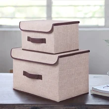 Storage Box With Cap Cotton And Liene 2 Size Clothes Organizer Socks Toy Snacks Sundries Box Set Clothing Storage Organizador
