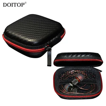 DOITOP Portable Mini Zipper Earphone Bag Hard Storage Bag Earbuds Box For Cable Earphone TF Card Earpiece Protect Case Carry Bag