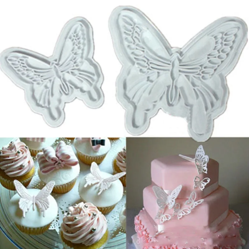 

2pc Butterfly Cookie Plunger Cutters Mould Cake Fondant Decorating mould Dough Ice Pastry Slicer Baking Tools wedding decoration
