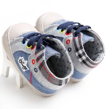 

Cartoon canvas newborn boys and girls soft bottom first walking infant toddler anti-slip color matching car toddler shoes
