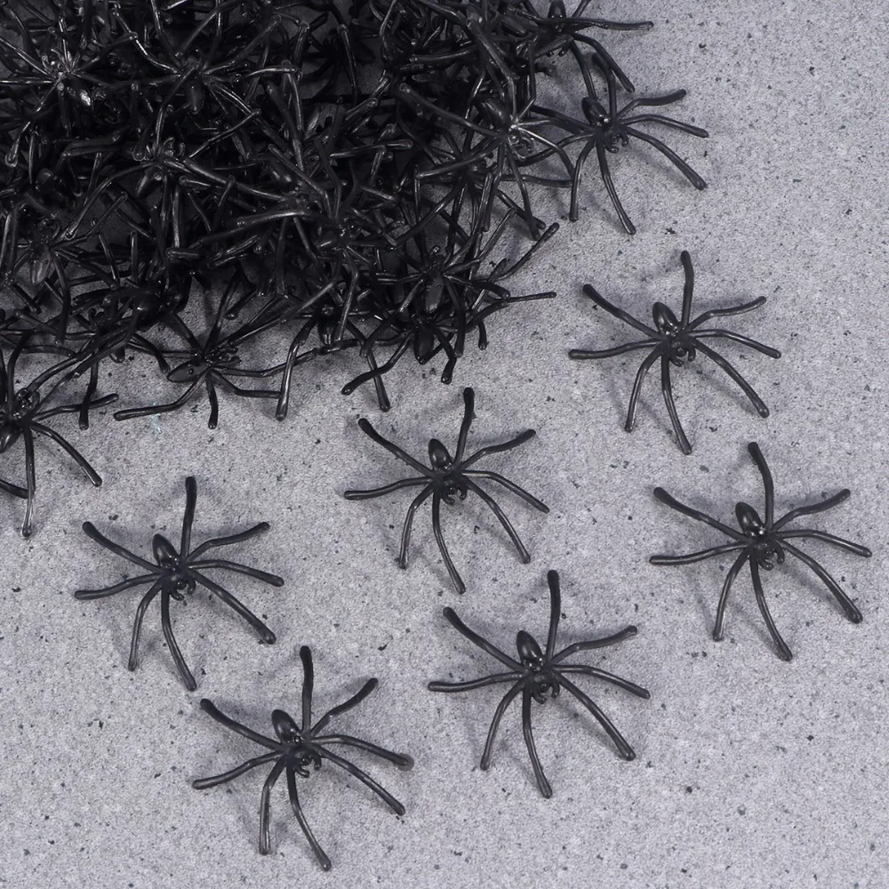 Black Plastic Spider Funny Black Fake Spiders For Halloween Party Haunted House Decor for Kids Children Play Toys
