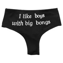 Женское нижнее белье с заниженной талией и пуш-ап, забавное сексуальное нижнее белье с надписью I Like Boys, бикини-стринги с принтом, сексуальное нижнее белье Ni