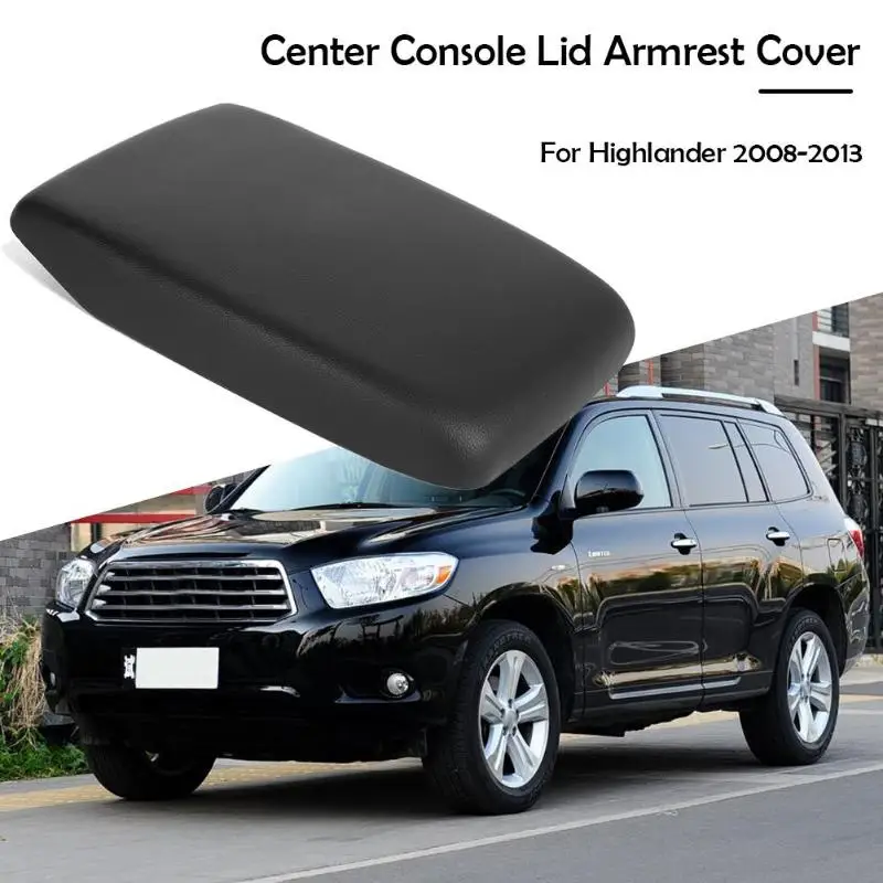 Авто Кожа центральной консоли покрытие подлокотника черный для Toyota Highlander 2008-2013