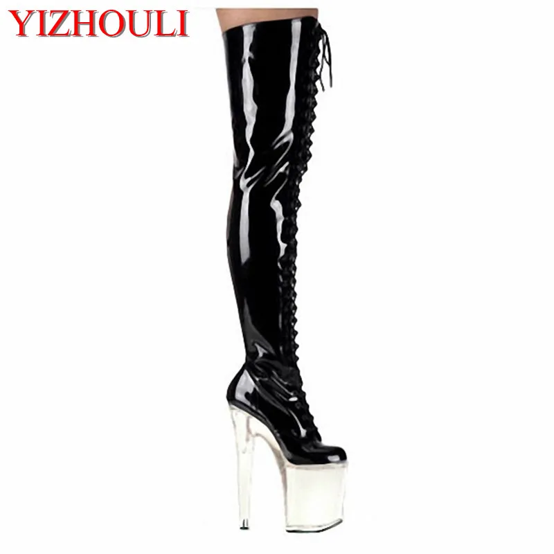 

Super high heels, midnight store 20cm high heel seduced model girl dance shoes, baking paint ultra knee-high Dance Shoes