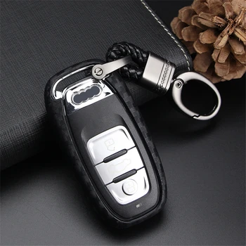 

Car Keyring Key Case Cover For Audi A2 A3 A4 B7 Avant B9 A4L A6 C5 C6 4F Q5 Q7 S7 Carbon Fiber Pattern Soft Silicone Key Shell