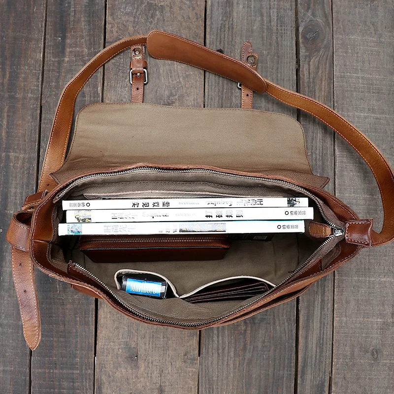  AETOO Handmade vintage tanning Leather single shoulder bag cowhide casual portable postman bag youn