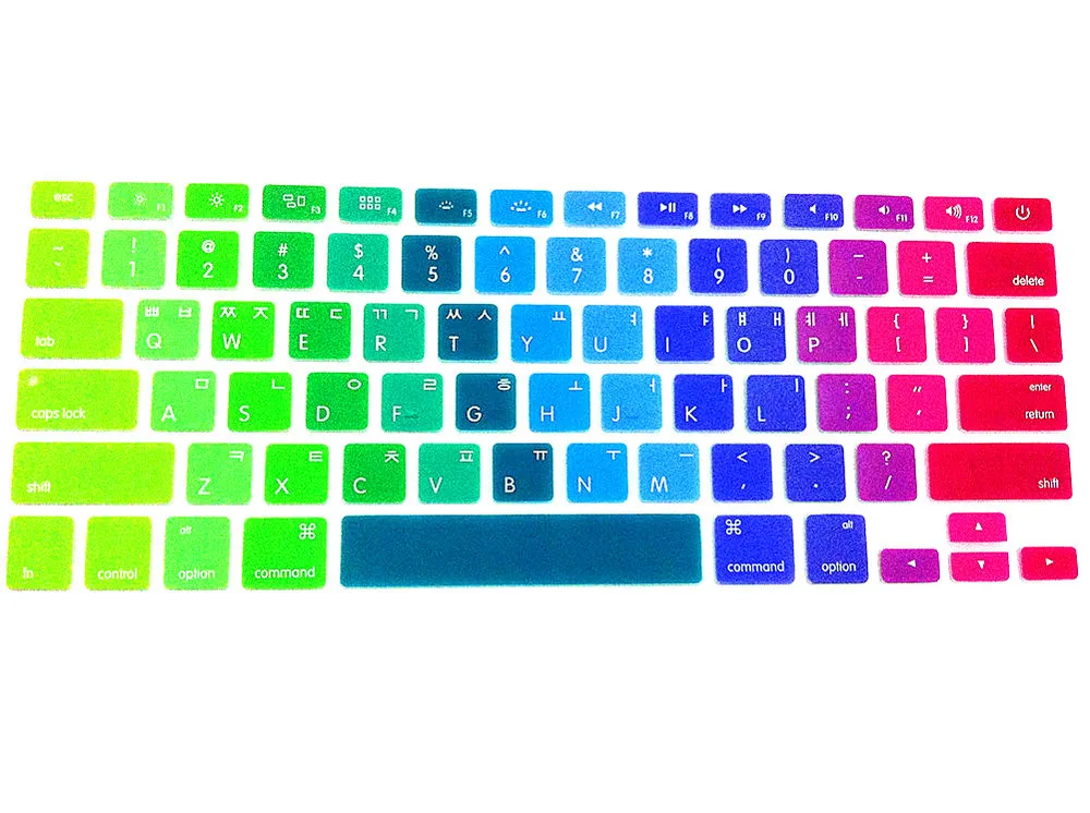 

Korean Language Rainbow US Keyboard Cover Silicone Skin Protector Protective Film For Apple MacBook Pro Air Retina 13 15 17