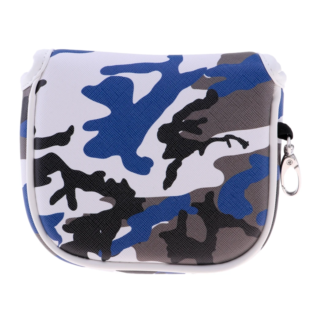 

PU Center Shaft Head Cover Protector Golf Club Mallet Putter Headcover Protection & Magnetic Closure Accessories - Camo Blue