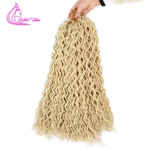 Рафинированные волосы 18 дюймов длинные кудрявые вязанные крючком косы синтетические богиня локоны плетение наращивание волос Faux Locs Curly 24 пряди/шт