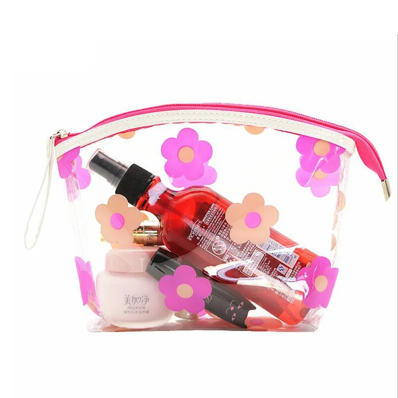 rose red 2 Водонепроницаемый ПВХ макияж Косметическая прозрачная сумка для женщин туалетных принадлежностей с принтом для мытья ванной сумка на молнии для девочек - Цвет: rose red 2