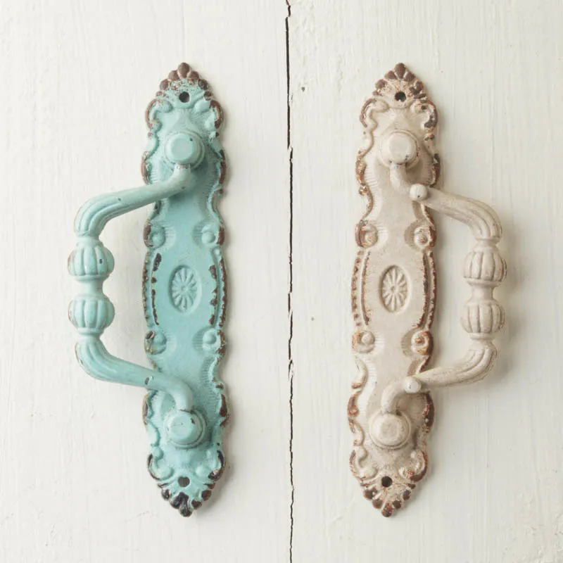 American Antique Double Hole Handle European Pastoral Hanging Ring Knob Mediterranean Retro Furniture Cabinet Drawer Dark Handle