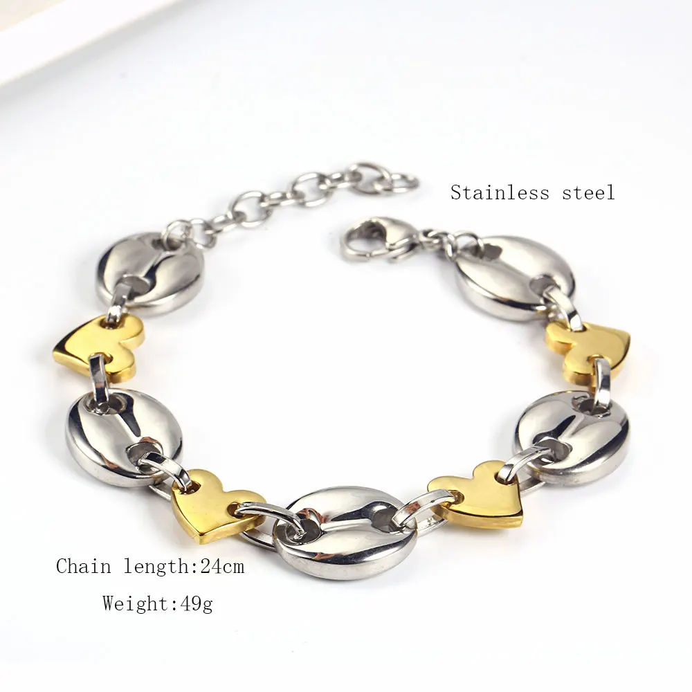 OUFEI Stainless Steel Jewelry Woman Vogue Chain Link Bracelets Bangles Charm Best Friend Bracelet Jewelry Accessories