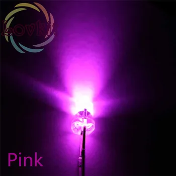 

High Quality 100pcs 3MM Round Top Pink led 3mm light Emitting Diodes Ultra Bright LEDs Bulb Lamp light Active Components Retail