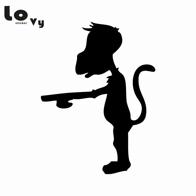 Monyet Memperpanjang Jari Vinyl Stiker Mobil Lucu Kartun Hewan