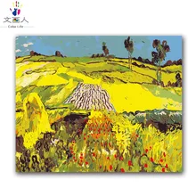 Картины по номерам поле пейзаж маслом трава Ван Гог Европейский Известный рисунок Картина на холсте Декор для гостиной