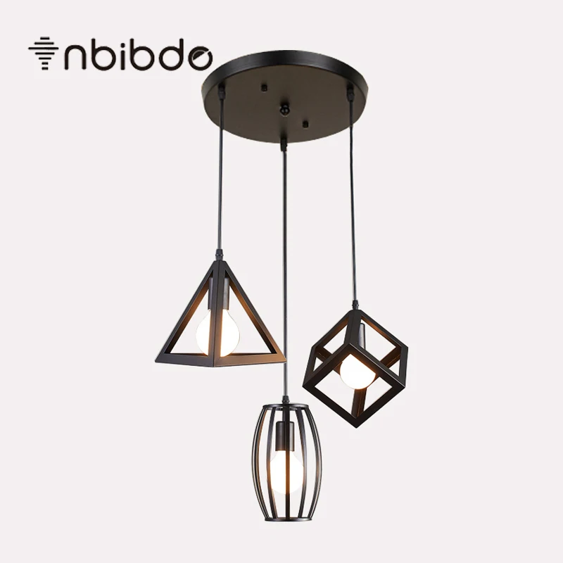 

Retro indoor lighting Vintage pendant light LED lights 3Heads iron cage lampshade warehouse style light fixture