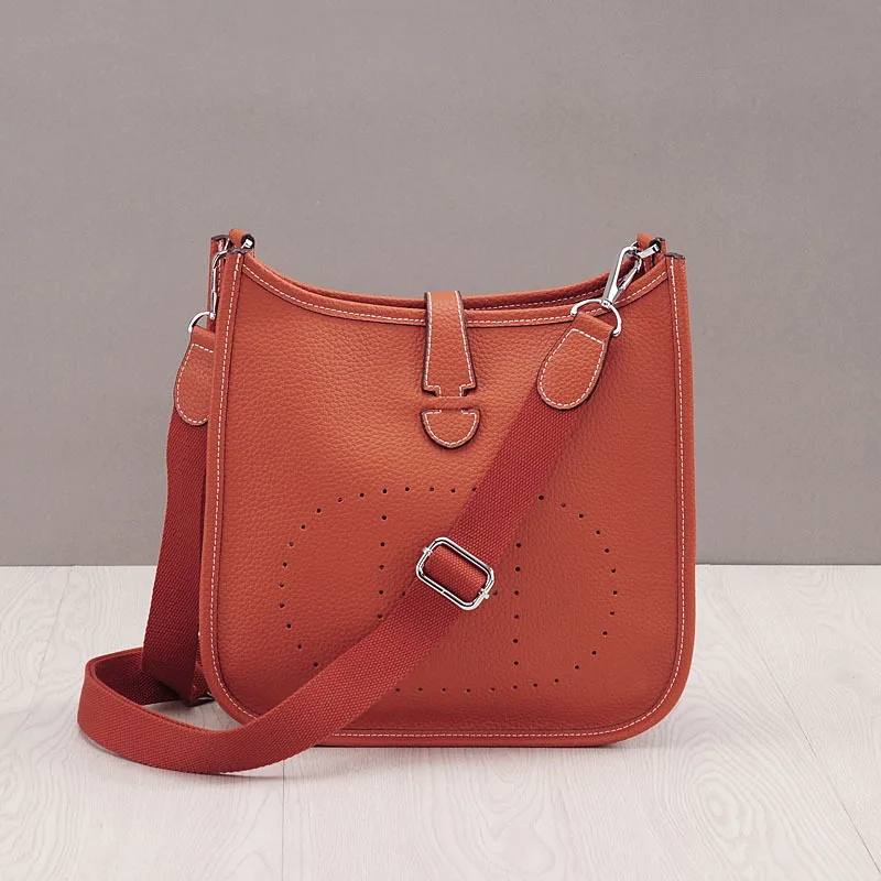 

100%Genuine Leather lady Bucket Messenger Bag Cow Real Leather Shoulder Bags for Ladies Handbag Tote Small Purse Bolsa Feminina