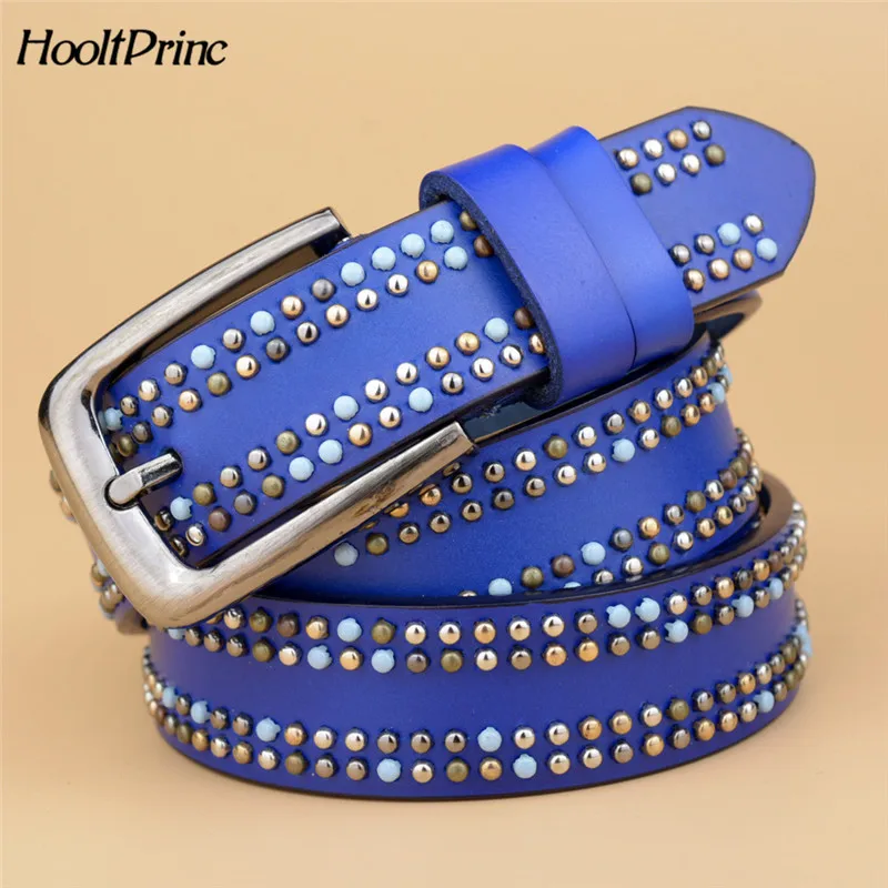 Buy Brandsmall rivet belt women Round rivets Spike sequins Pin buckle belt punk