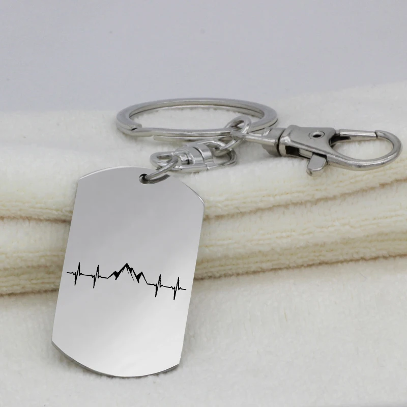 New Stainless Steel Heartbeat Mountain Pendant Necklace Nature Motivation Jewelry Hiking Snowboard Lover Gift YLQ6241