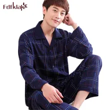Fdfklak, L-3XL размера плюс, Пижама для мужчин, длинный рукав, хлопок, пижама, Мужская пижама, мужской пижамный комплект, Осень-зима, Пижама для мужчин