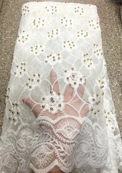 

Newest Pure white high quality African Lace Fabric Nigerian French net lace Fabric 2018 High Quality African Tulle Lace fabric