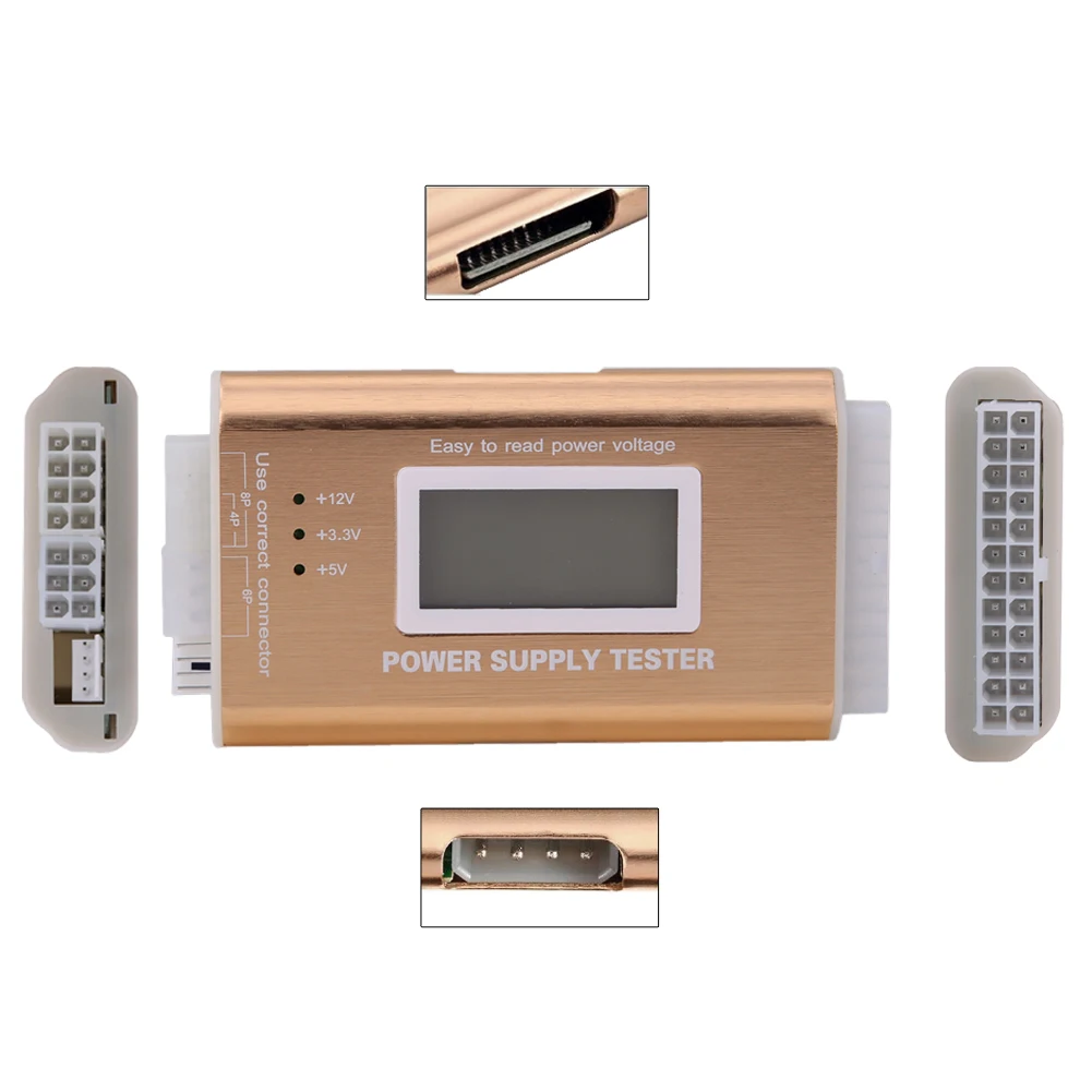 Power Supply Digital LCD Power Supply Tester Support PC 20 24 Pin 4 PSU ATX BTX ITX SATA HDD Interface Gold