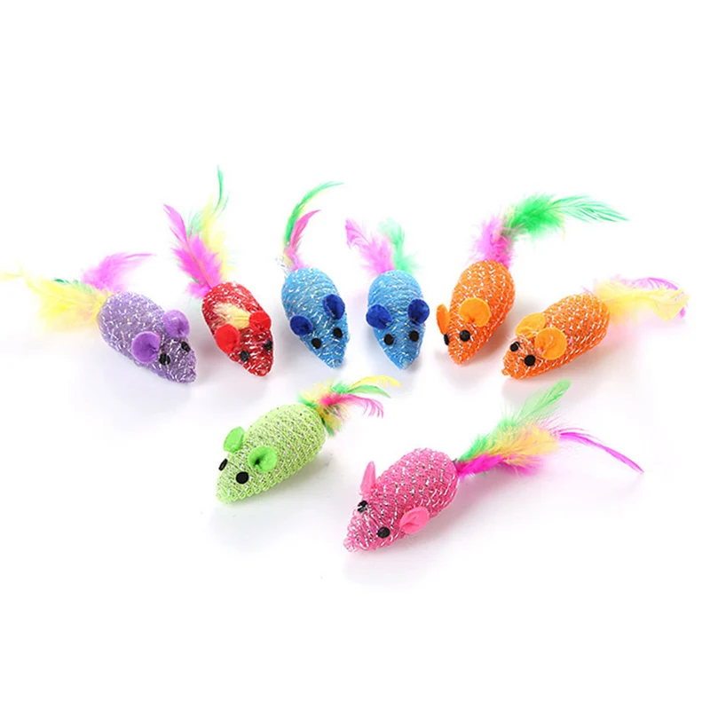 

2Pcs/Set New Fur False Mouse Pet Cat Toys Mini Funny Playing Toys For Cats Color Random