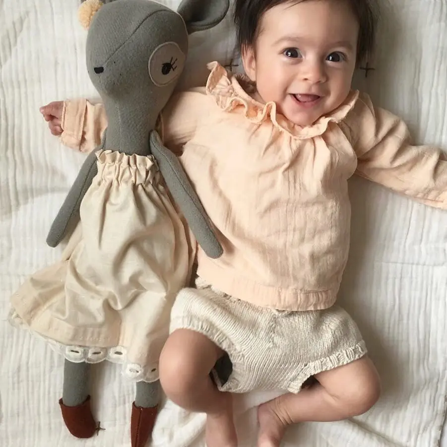 

Toddler Baby Girl Ruffles Blouse Cotton Linen Baby Kids Clothings Fashion Korean Baby Clothes