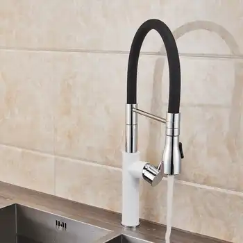 Kitchen Faucets Chrome Kitchen Sink Crane Deck Mount Pull Down Dual Sprayer Nozzle Torneira De Cozinha Mixer Water Taps