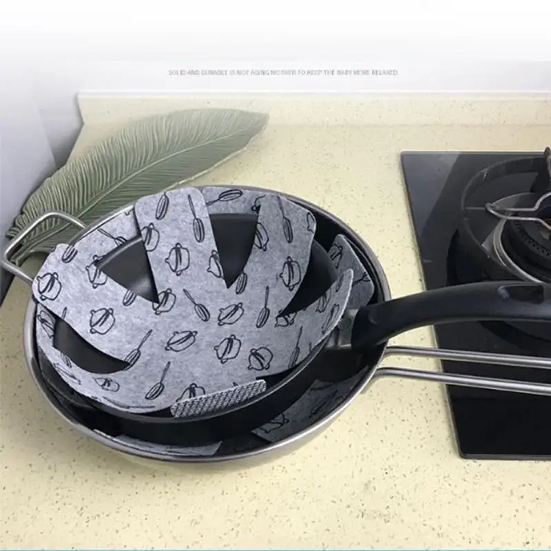 

6pcs Pot & Pan Protectors Gray Print Premium Divider Pads to Prevent Scratching Separate and Protect Surfaces for Cookware #20