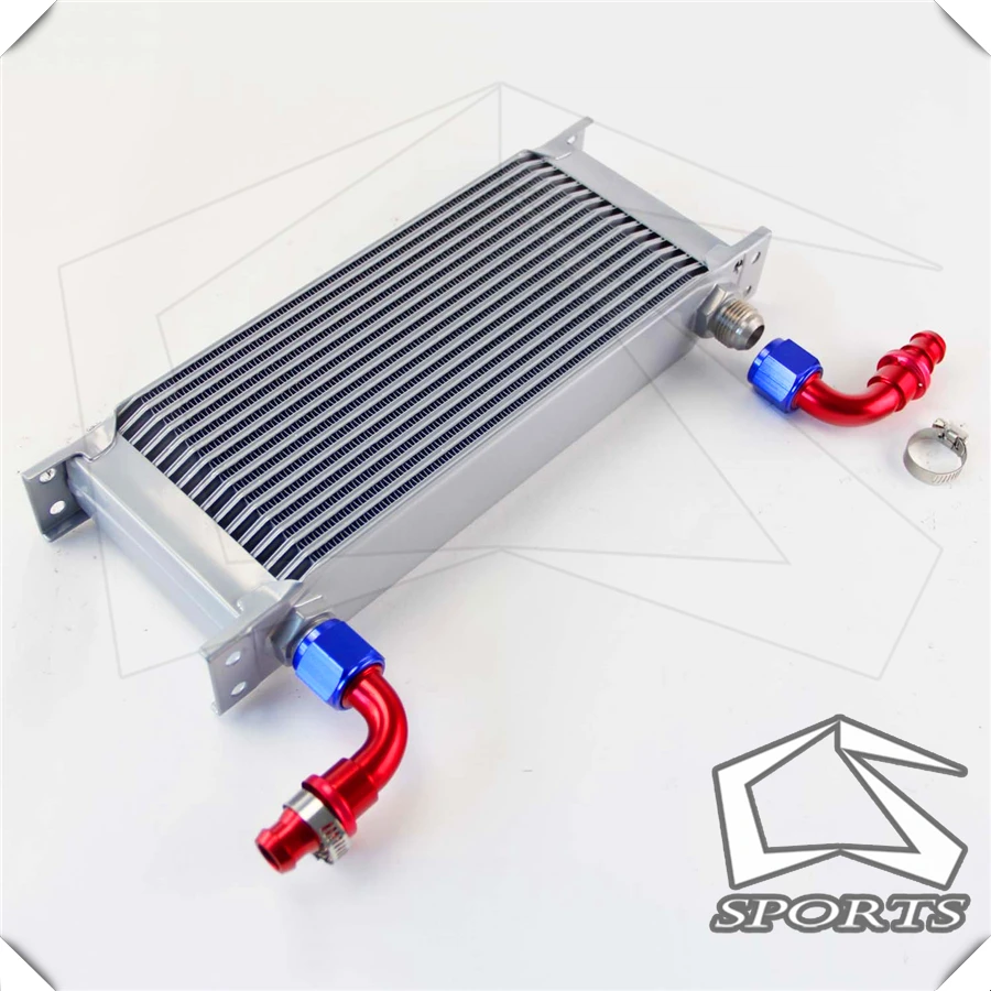 

Universal Oil Cooler 16 Row AN10 Oil Cooler Cooling/Radiating System+90 degree Fittings Silver