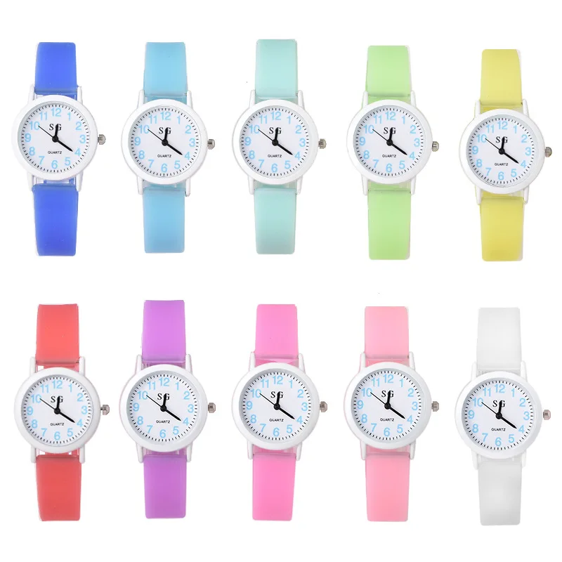 

Colorful Fluorescent strap Children Watch Casual Waterproof Kids Watches for Boys Girls gift student clock relogio montre enfant